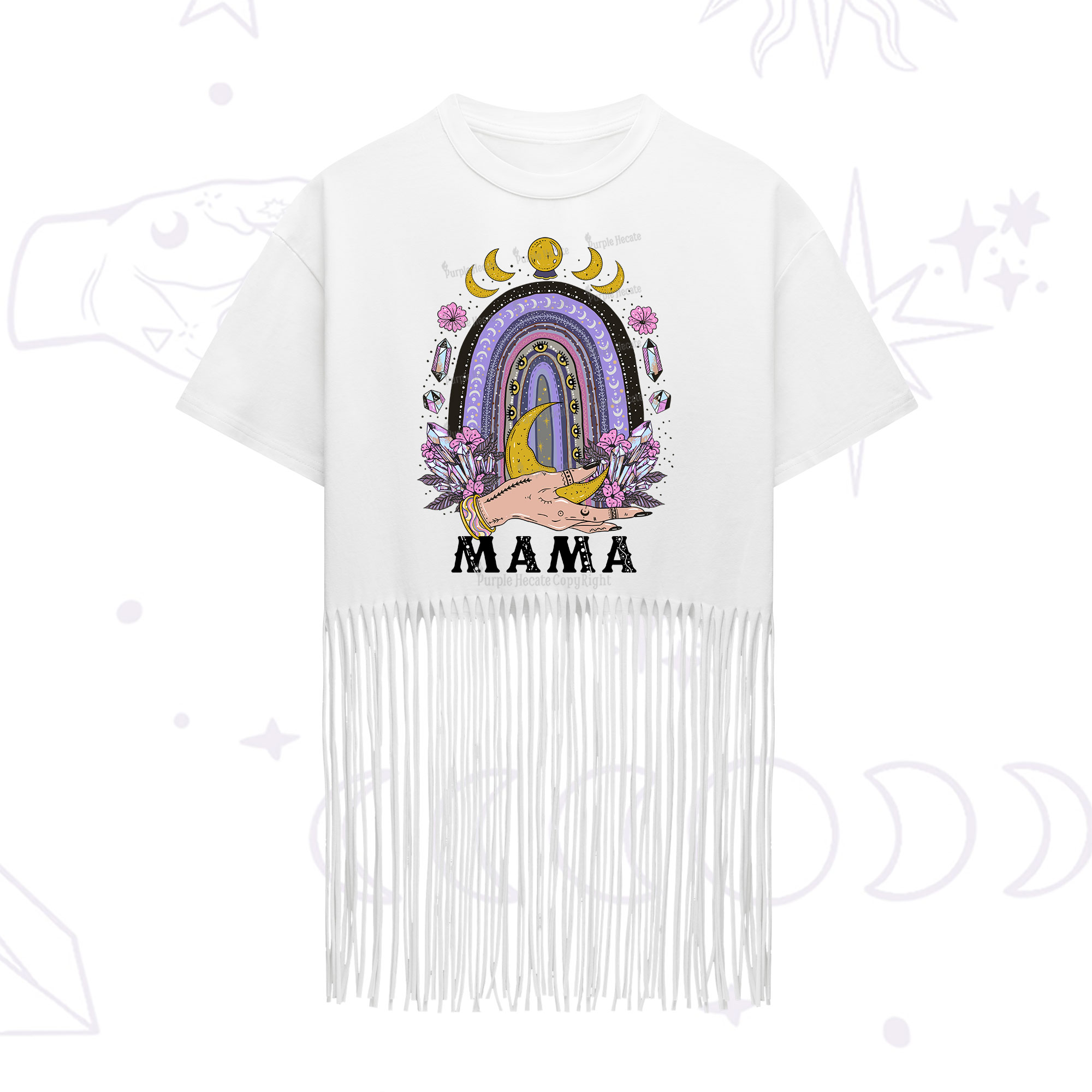 Purplehecate Gothic Mama Rainbow Fringe Hem T-Shirt