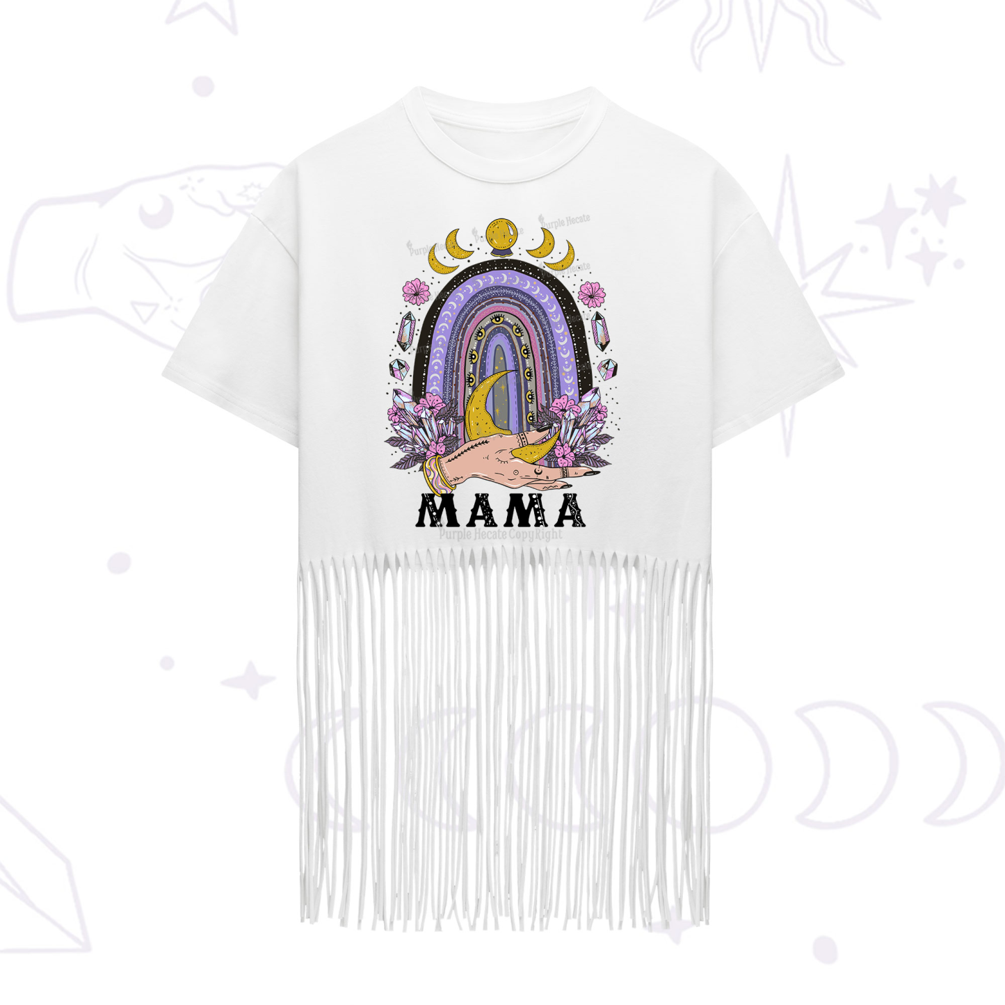 Purplehecate Gothic Mama Rainbow Fringe Hem T-Shirt