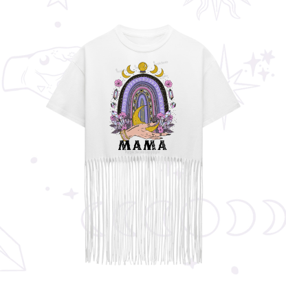 Purplehecate Gothic Mama Rainbow Fringe Hem T-Shirt
