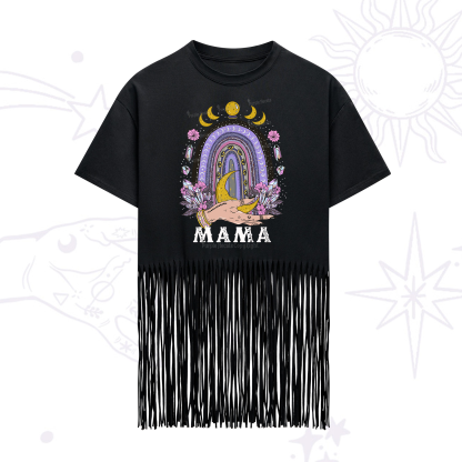 Purplehecate Gothic Mama Rainbow Fringe Hem T-Shirt