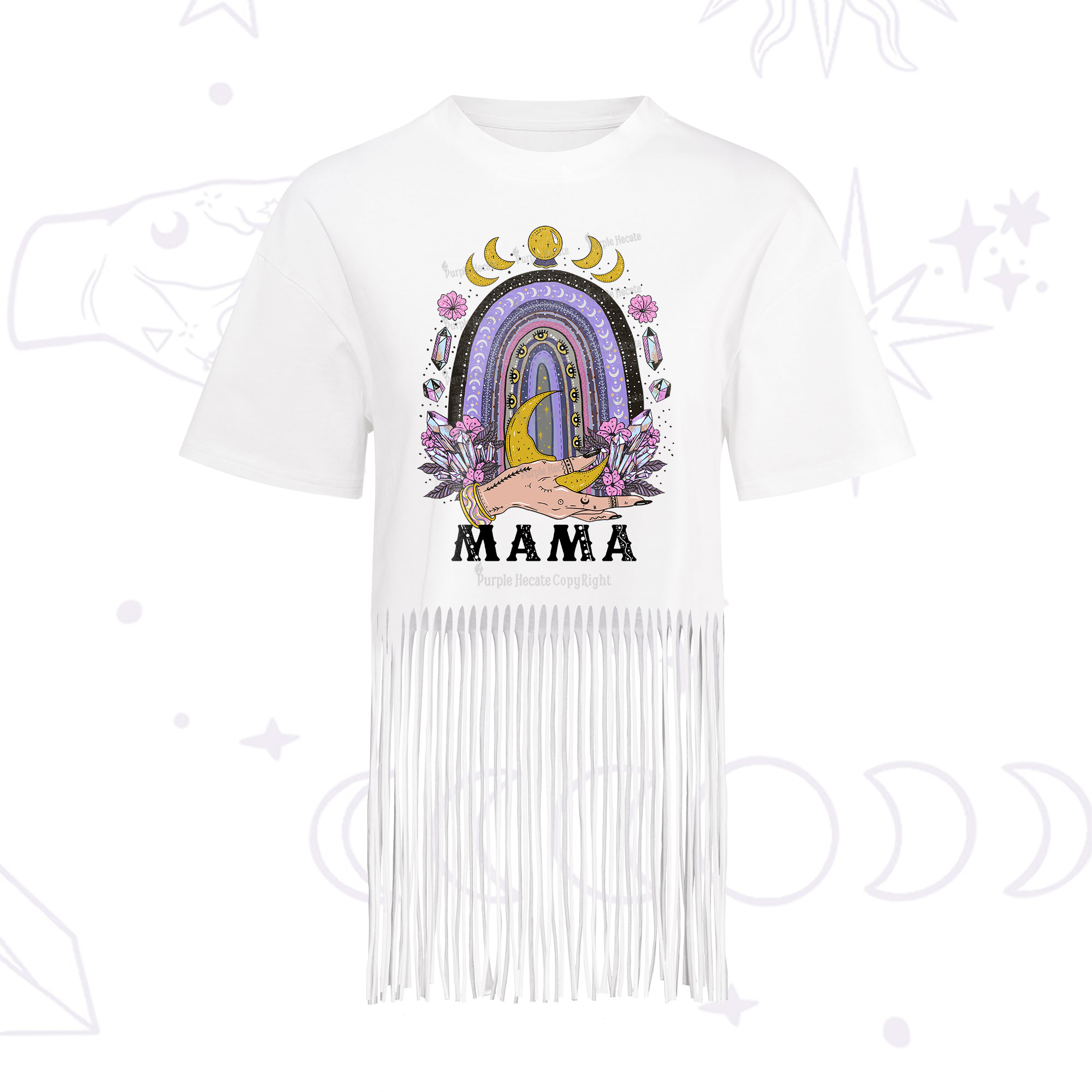 Purplehecate Gothic Mama Rainbow Fringe Hem T-Shirt