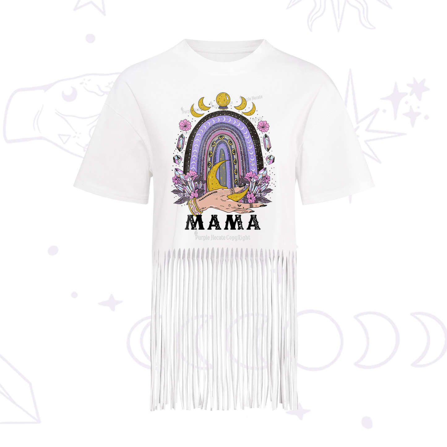 Purplehecate Gothic Mama Rainbow Fringe Hem T-Shirt