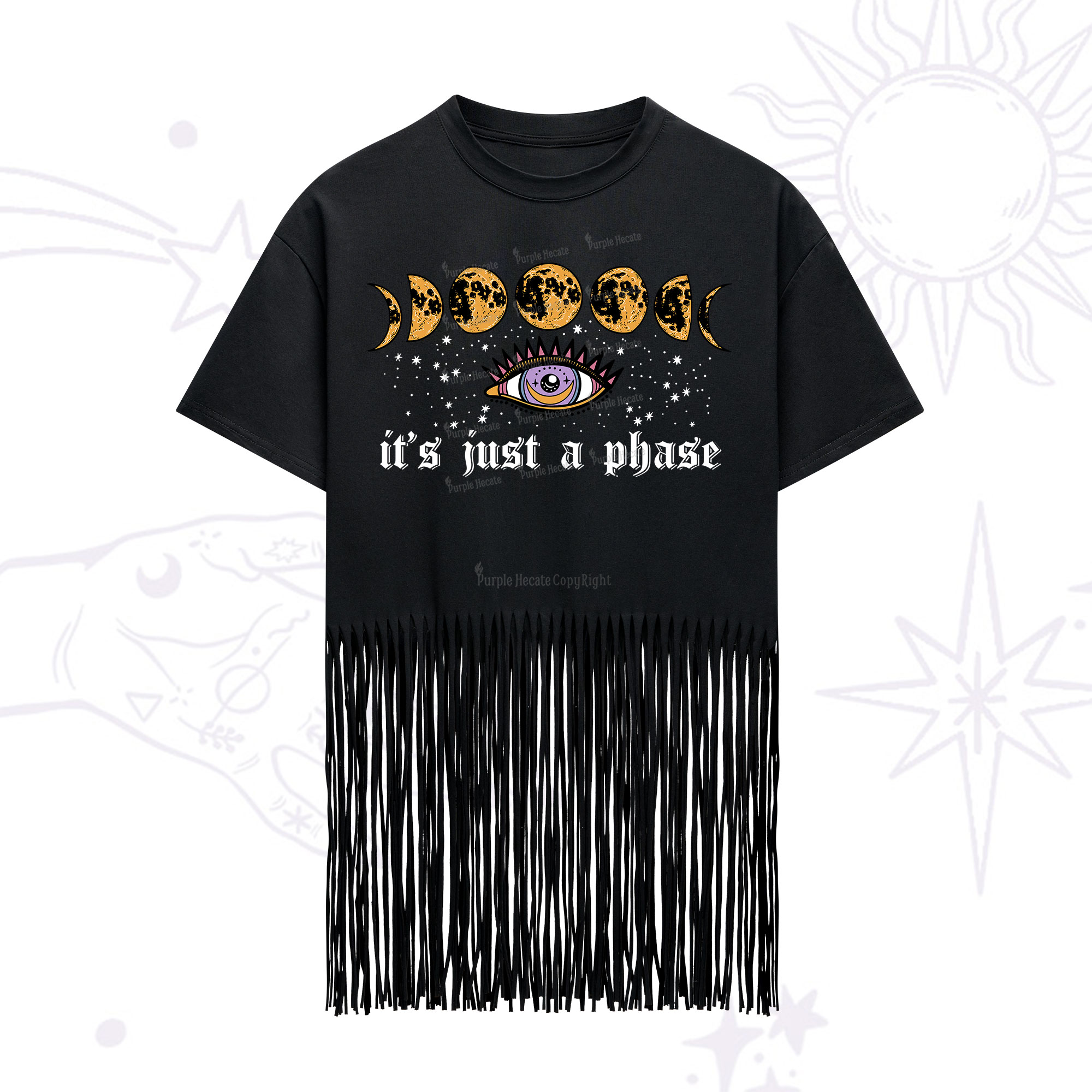 Purplehecate It's Just A Phase Fringe Hem T-Shirt