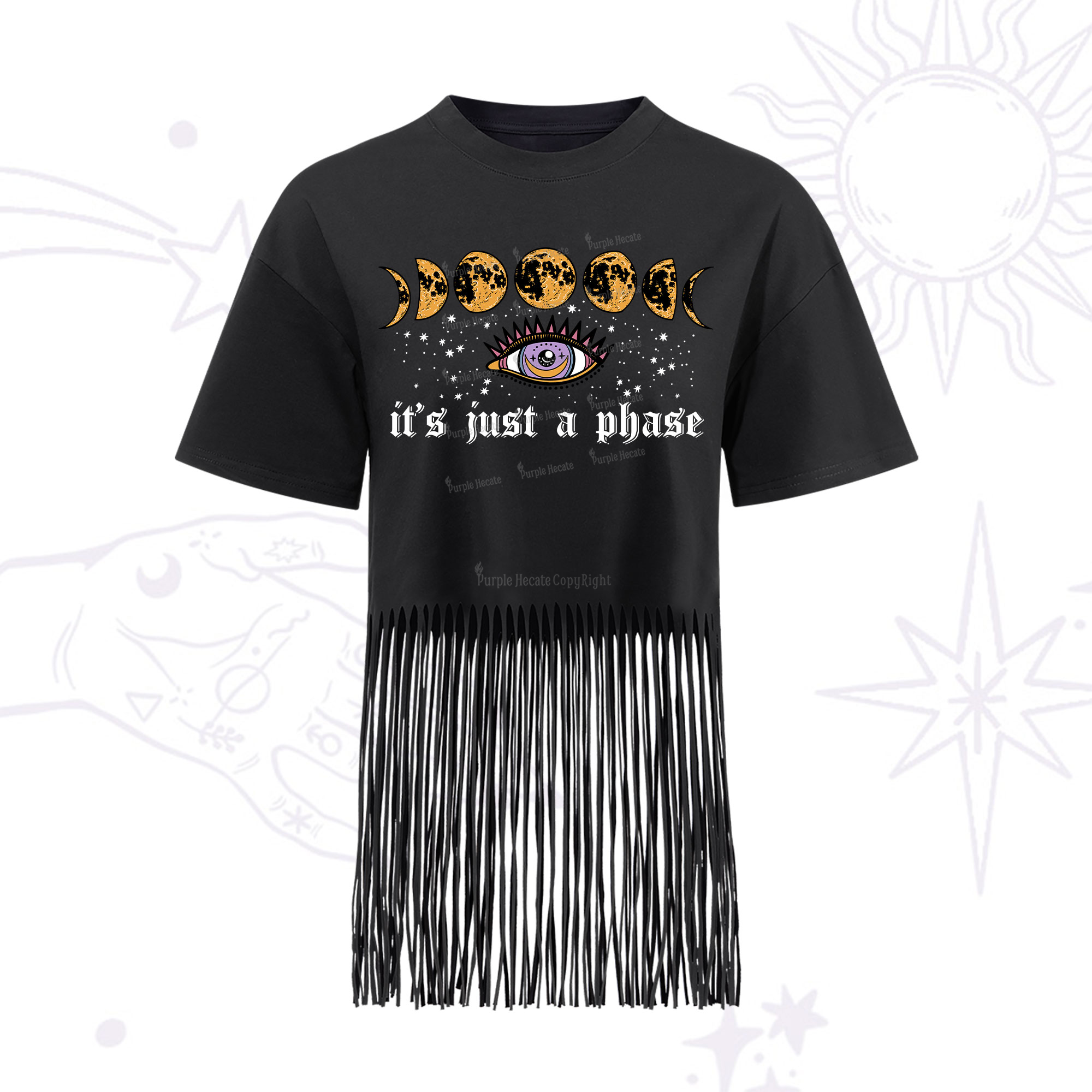 Purplehecate It's Just A Phase Fringe Hem T-Shirt