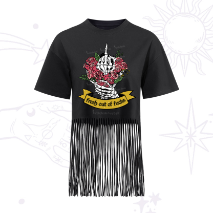 Purplehecate Fresh Out Of Fucks Fringe Hem T-Shirt