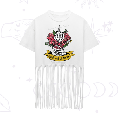 Purplehecate Fresh Out Of Fucks Fringe Hem T-Shirt