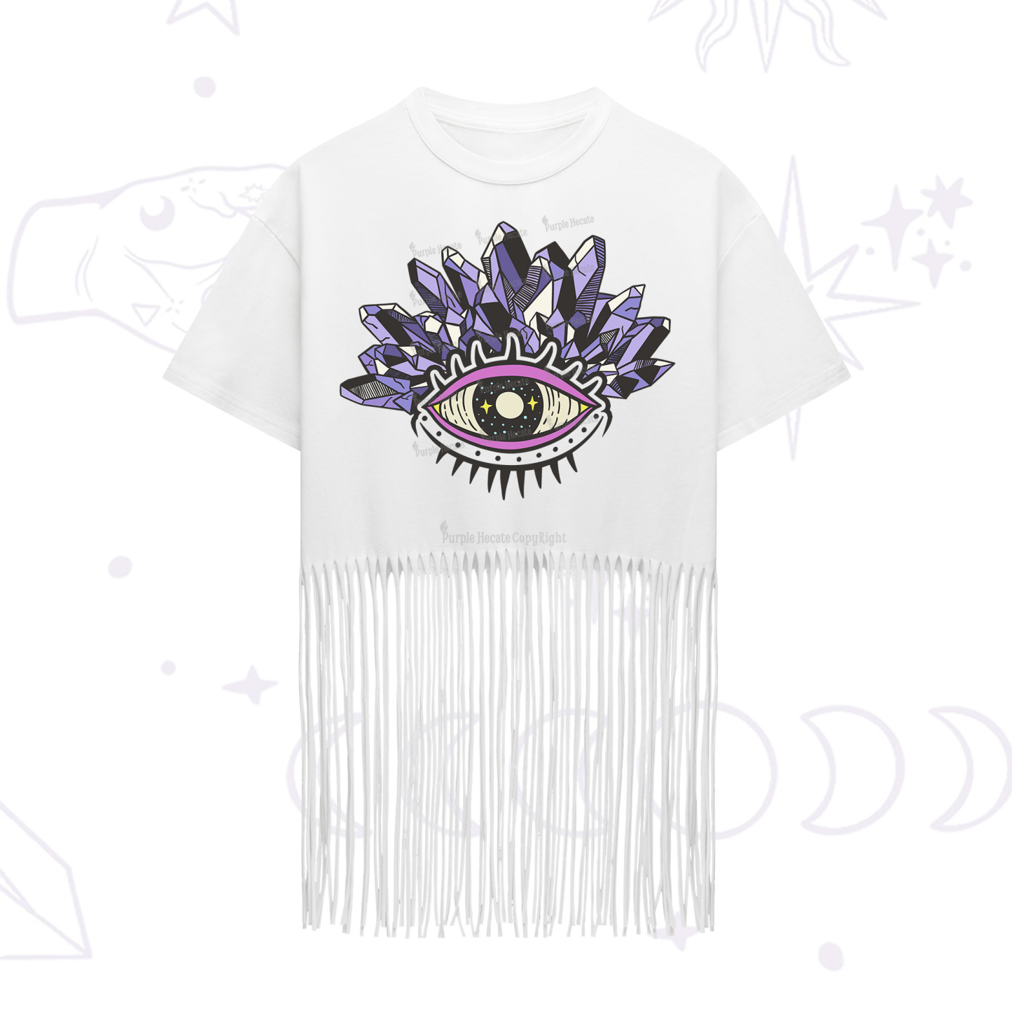 Purplehecate Crystal Eye Fringe Hem T-Shirt