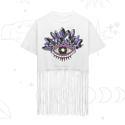 Purplehecate Crystal Eye Fringe Hem T-Shirt