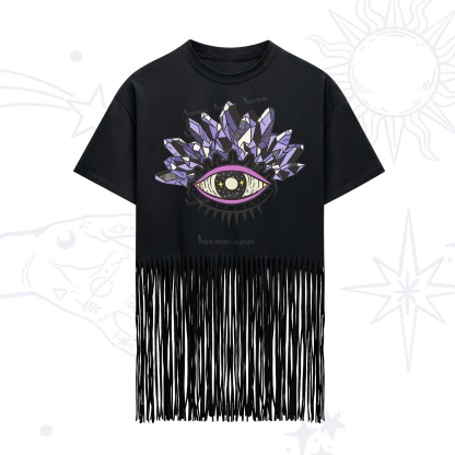 Purplehecate Crystal Eye Fringe Hem T-Shirt