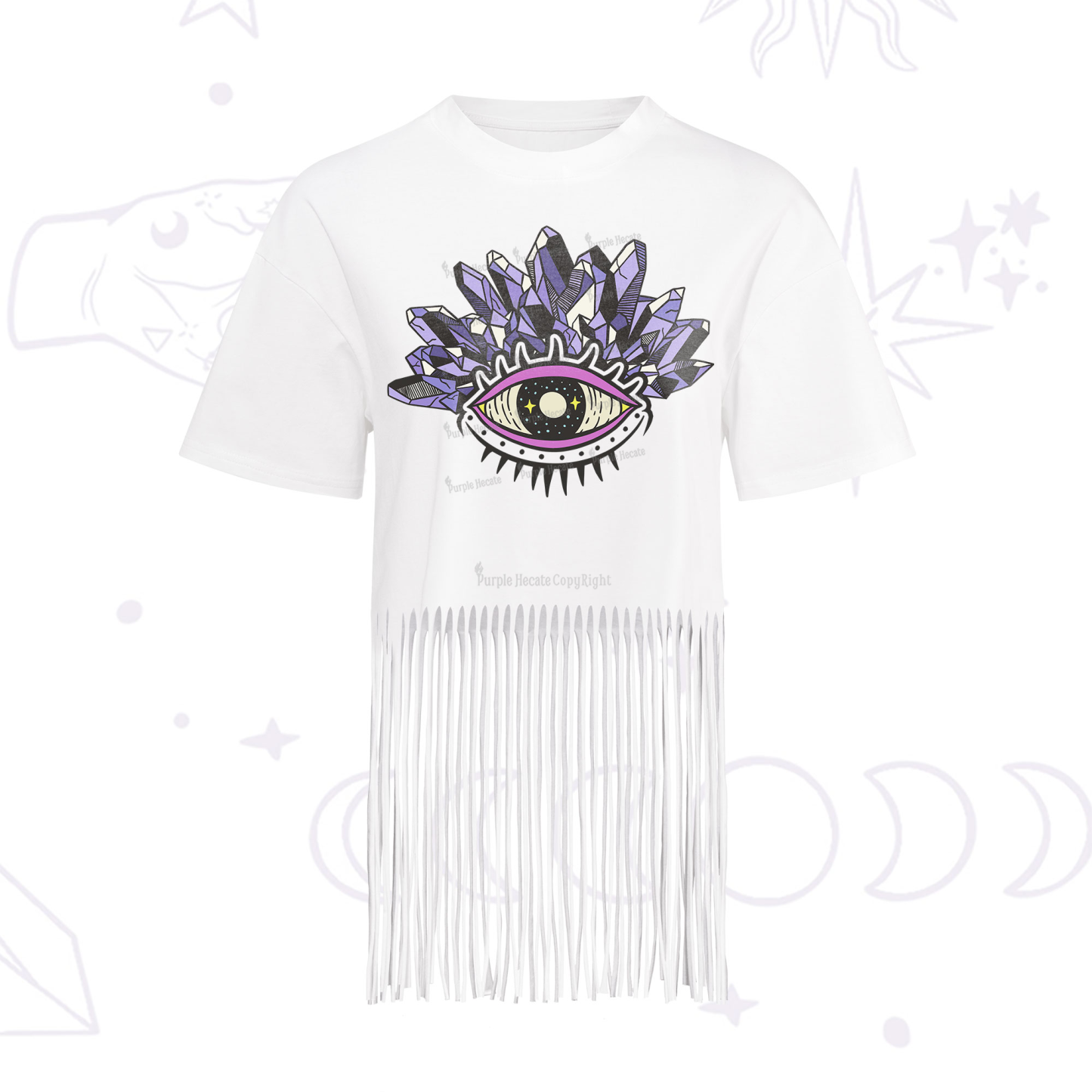 Purplehecate Crystal Eye Fringe Hem T-Shirt