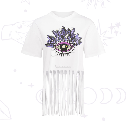 Purplehecate Crystal Eye Fringe Hem T-Shirt