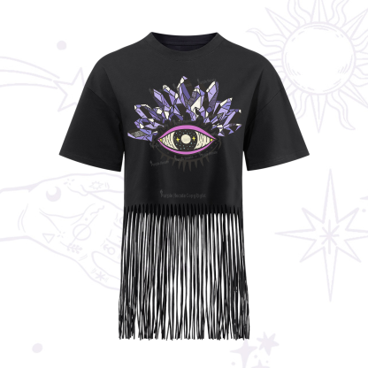 Purplehecate Crystal Eye Fringe Hem T-Shirt
