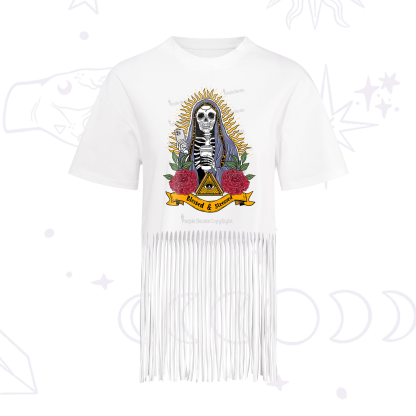Purplehecate Blessed And Stressed Fringe Hem T-Shirt