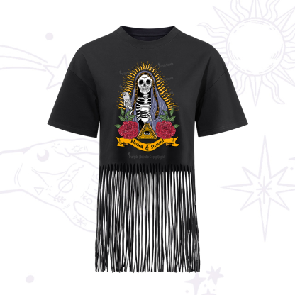 Purplehecate Blessed And Stressed Fringe Hem T-Shirt