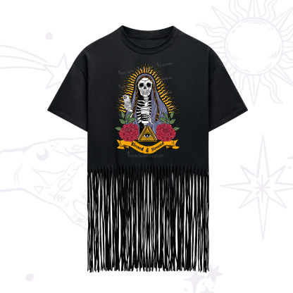 Purplehecate Blessed And Stressed Fringe Hem T-Shirt