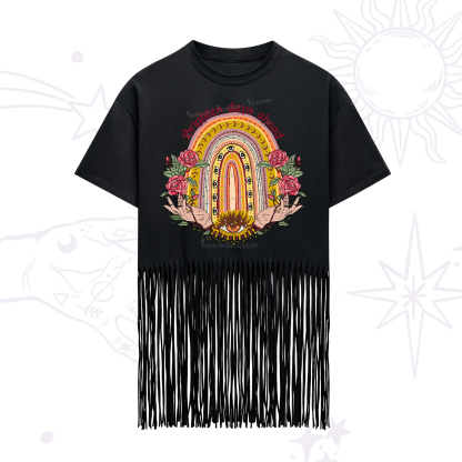Purplehecate Brighten Days Ahead Fringe Hem T-Shirt