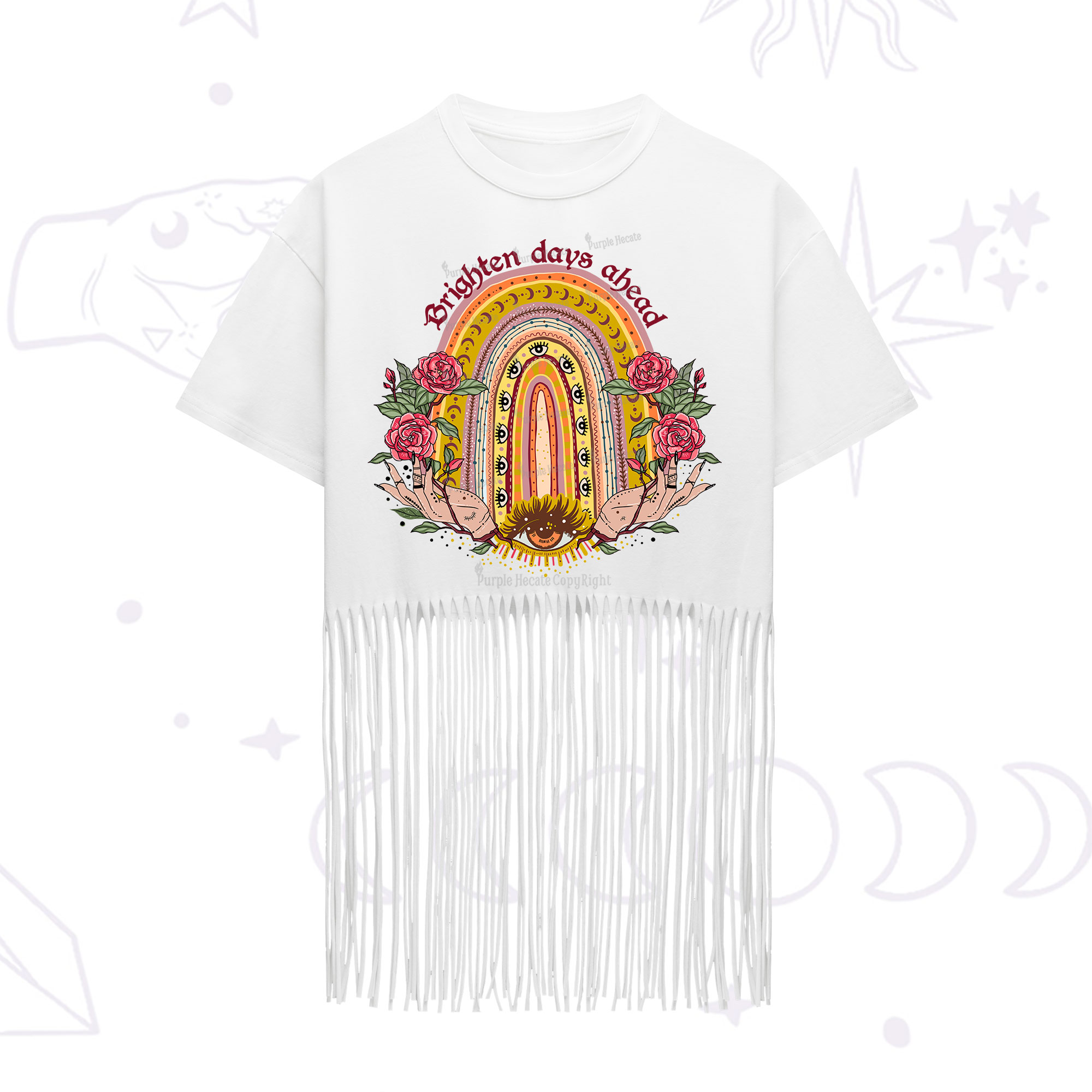 Purplehecate Brighten Days Ahead Fringe Hem T-Shirt