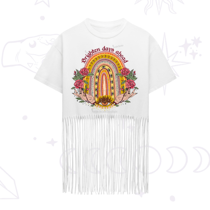 Purplehecate Brighten Days Ahead Fringe Hem T-Shirt