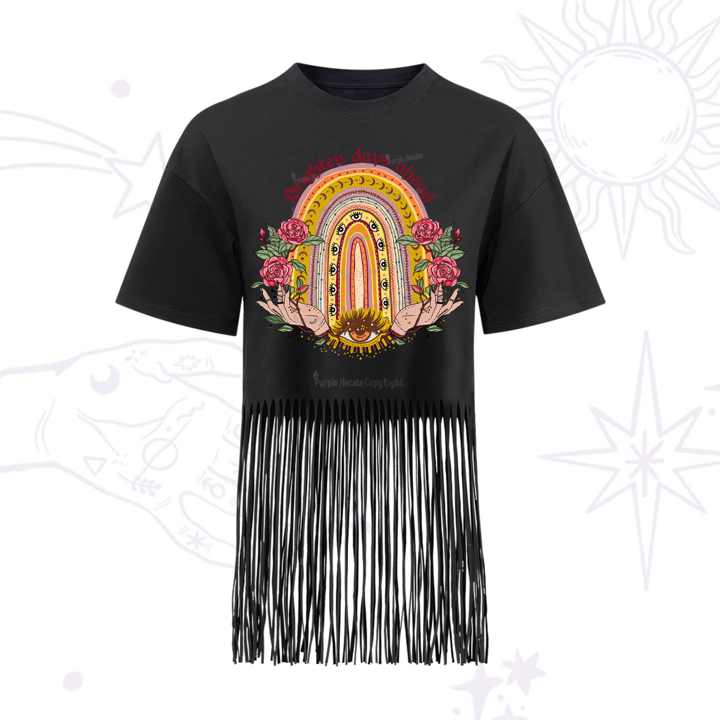 Purplehecate Brighten Days Ahead Fringe Hem T-Shirt