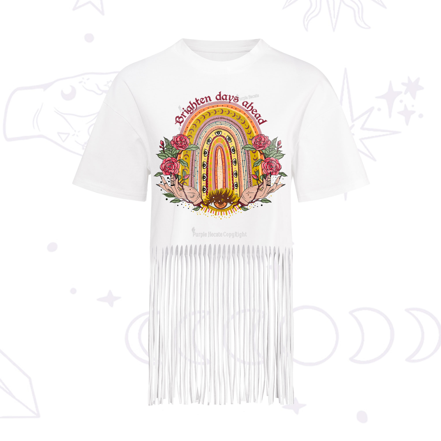 Purplehecate Brighten Days Ahead Fringe Hem T-Shirt