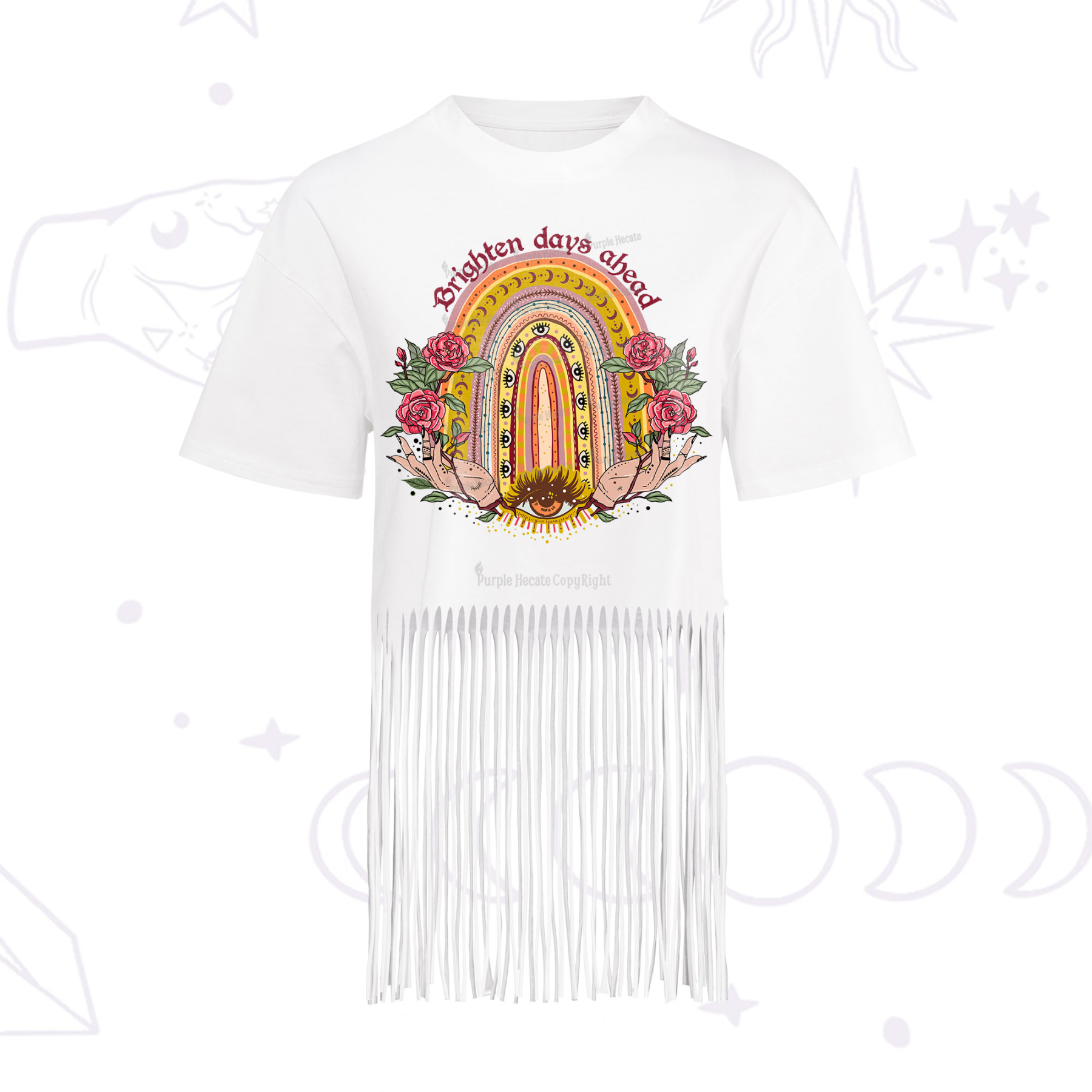 Purplehecate Brighten Days Ahead Fringe Hem T-Shirt