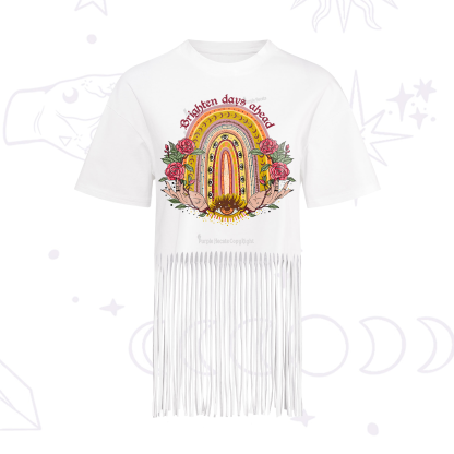 Purplehecate Brighten Days Ahead Fringe Hem T-Shirt