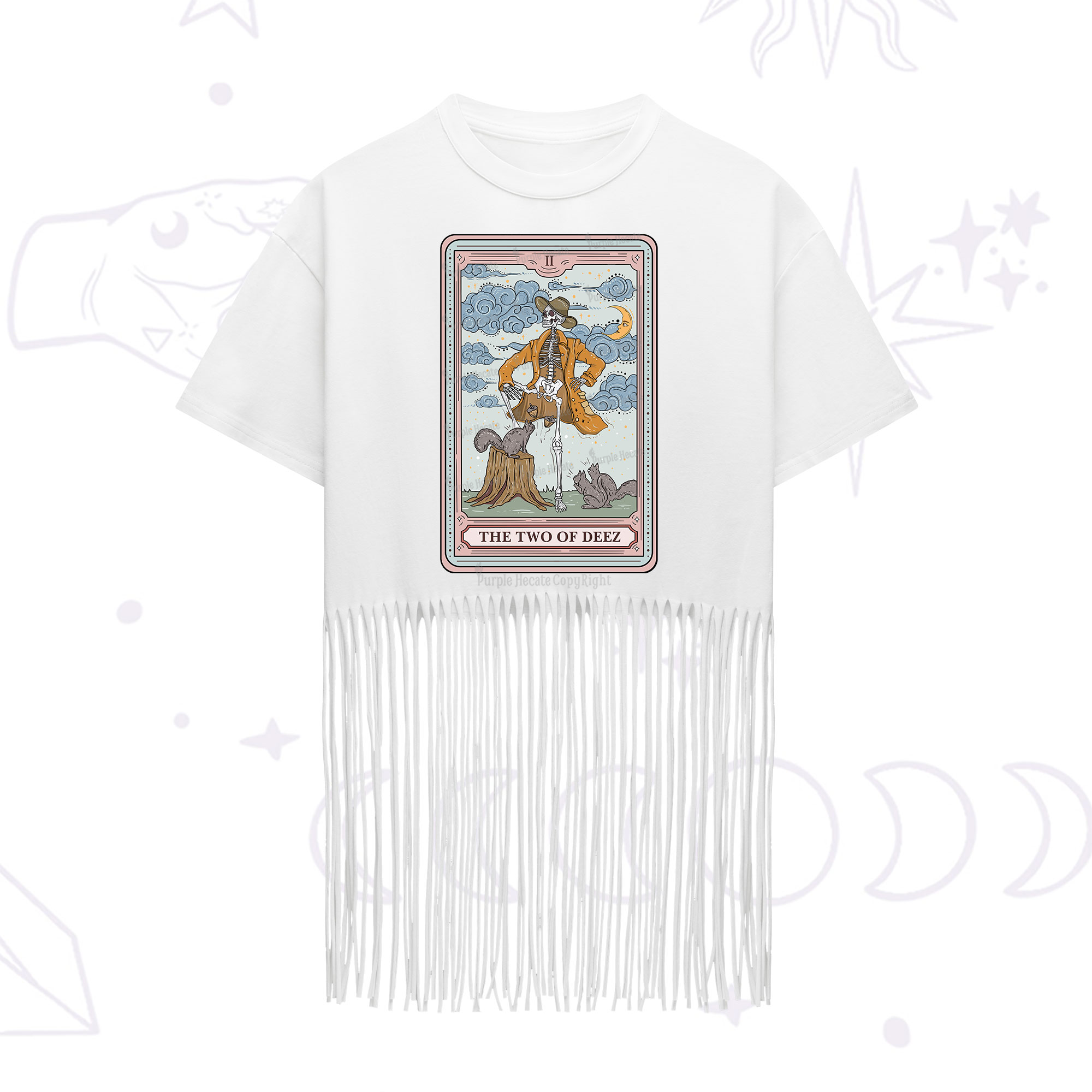 Purplehecate The Two Of Deez Tarot Fringe Hem T-Shirt