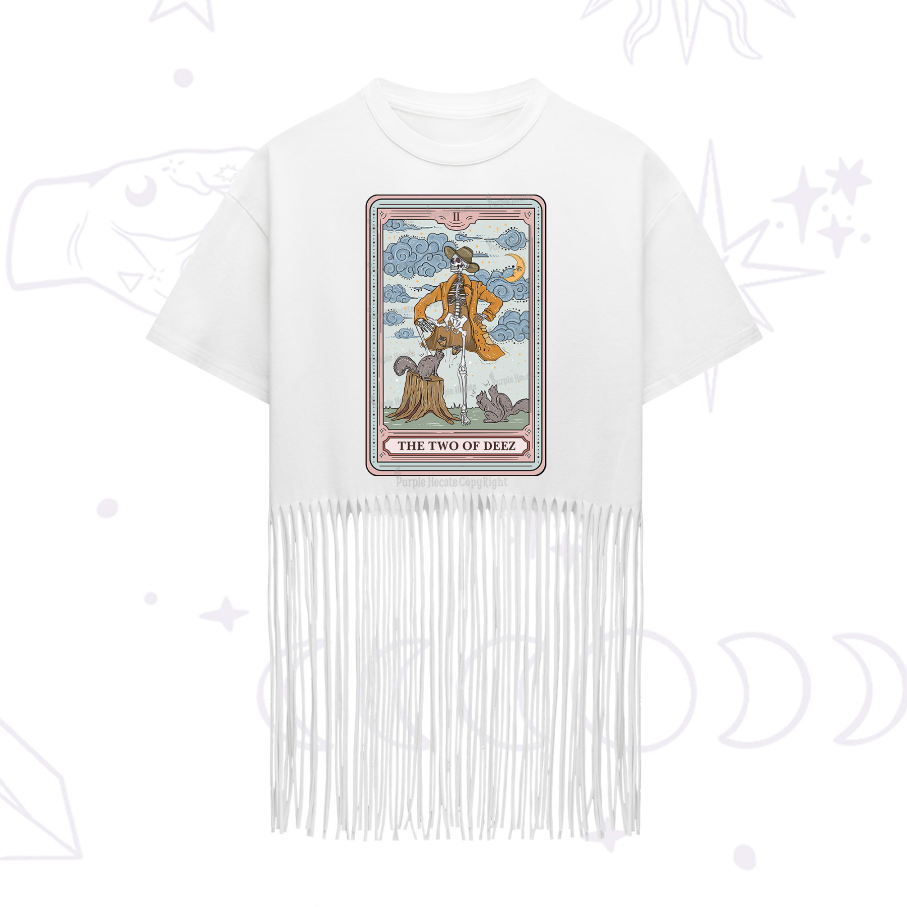 Purplehecate The Two Of Deez Tarot Fringe Hem T-Shirt