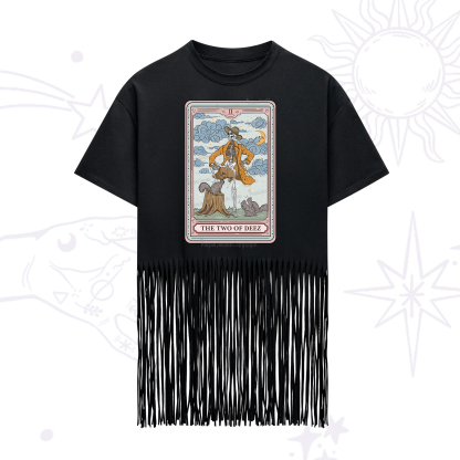 Purplehecate The Two Of Deez Tarot Fringe Hem T-Shirt