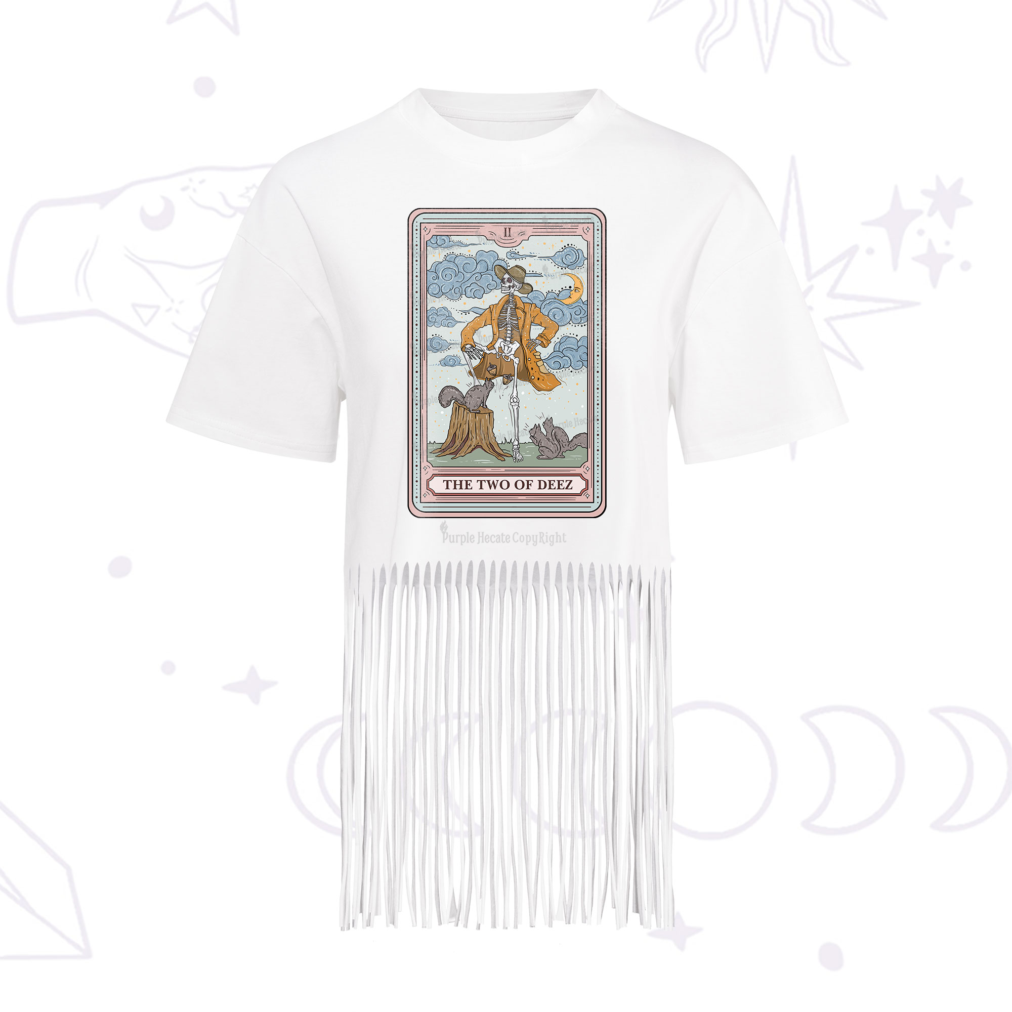 Purplehecate The Two Of Deez Tarot Fringe Hem T-Shirt