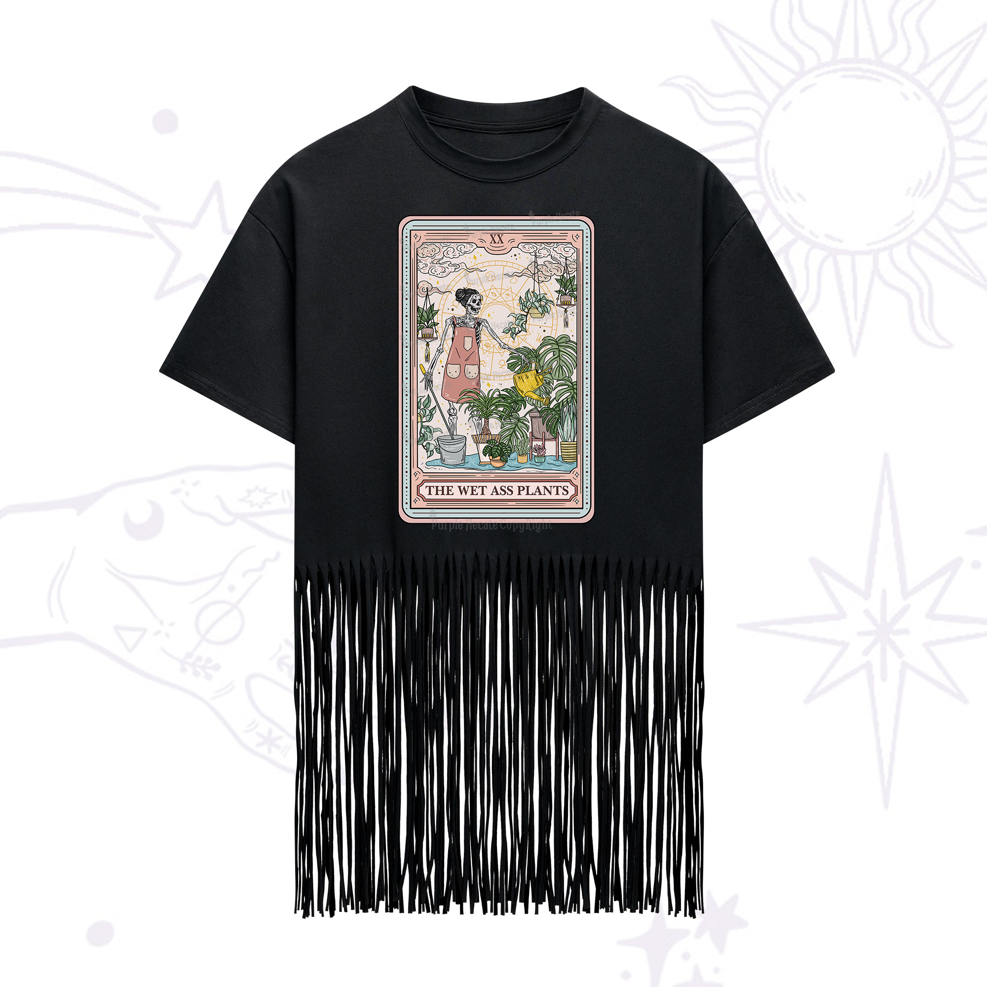Purplehecate The Wet Ass Plants Tarot Fringe Hem T-Shirt
