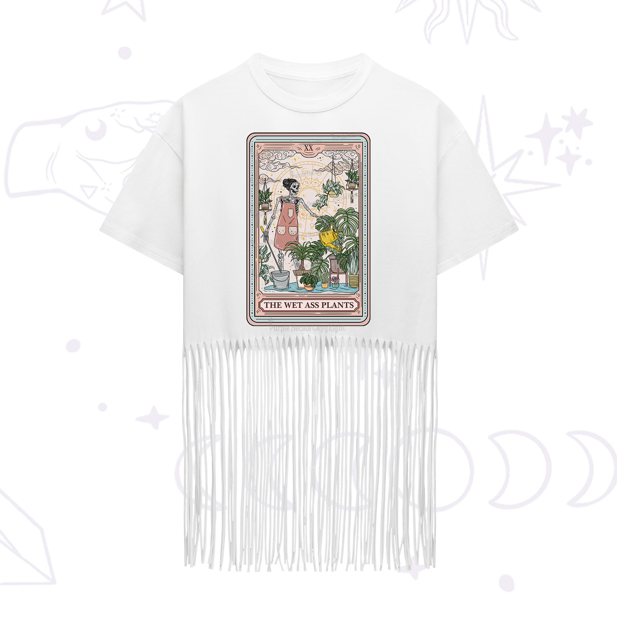 Purplehecate The Wet Ass Plants Tarot Fringe Hem T-Shirt