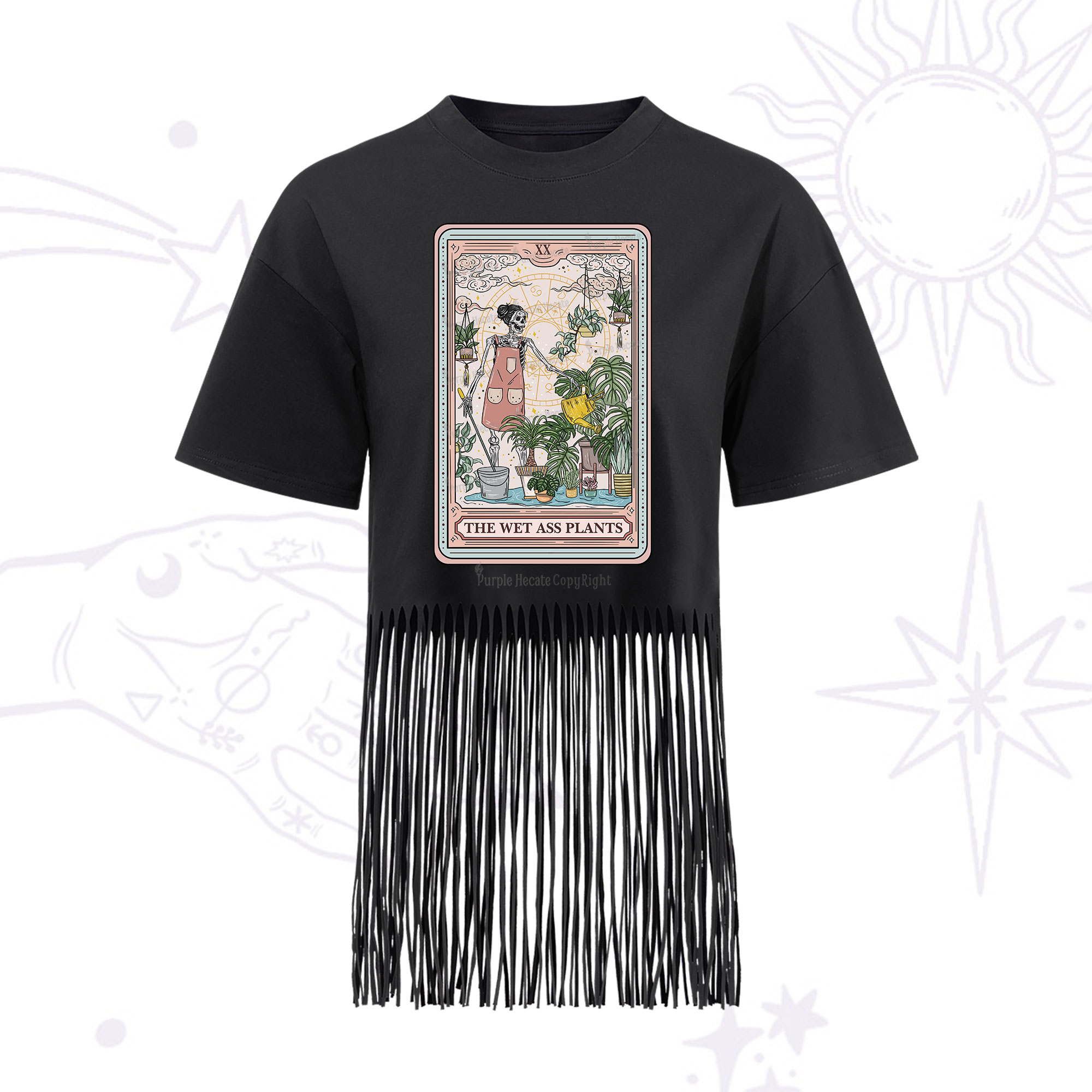 Purplehecate The Wet Ass Plants Tarot Fringe Hem T-Shirt