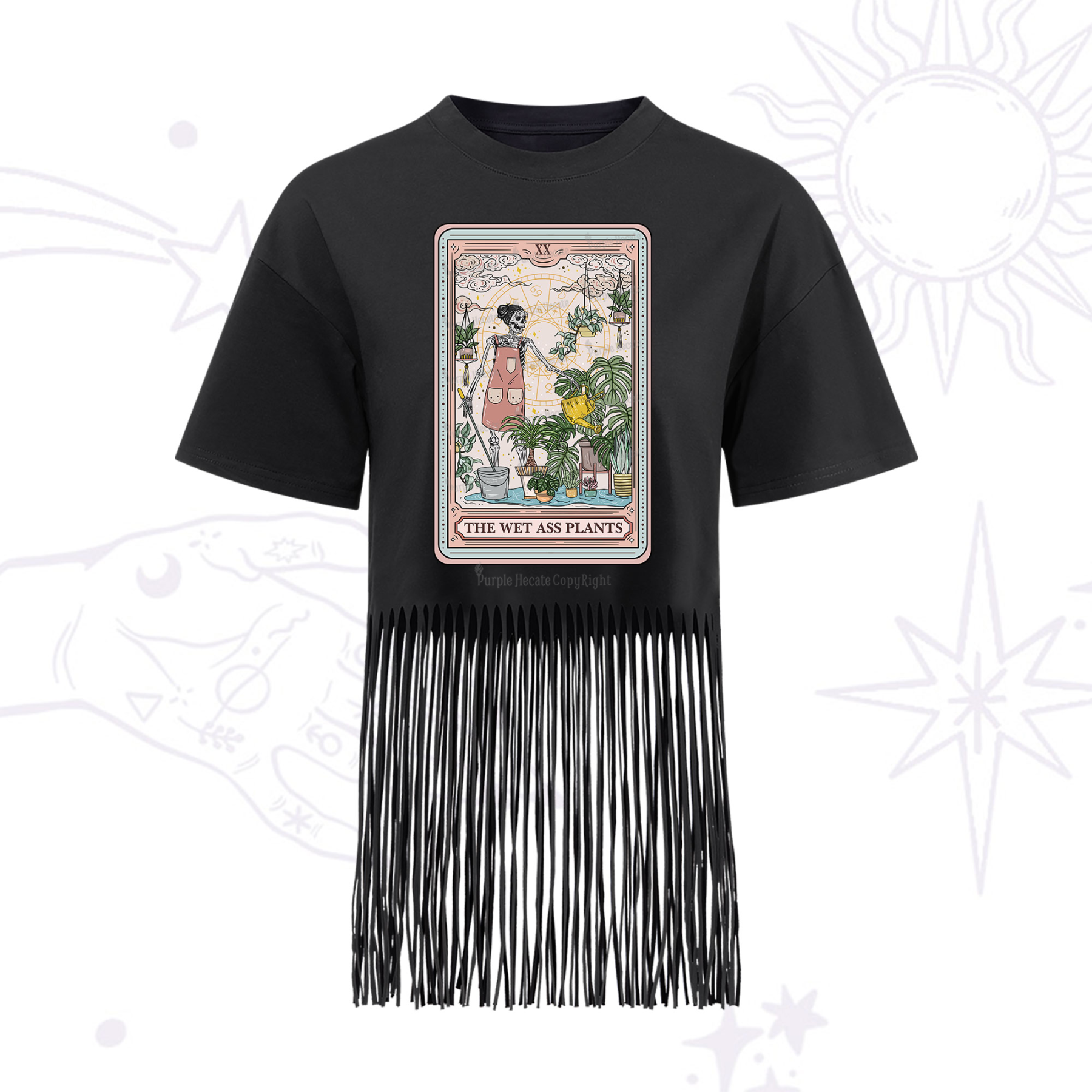 Purplehecate The Wet Ass Plants Tarot Fringe Hem T-Shirt