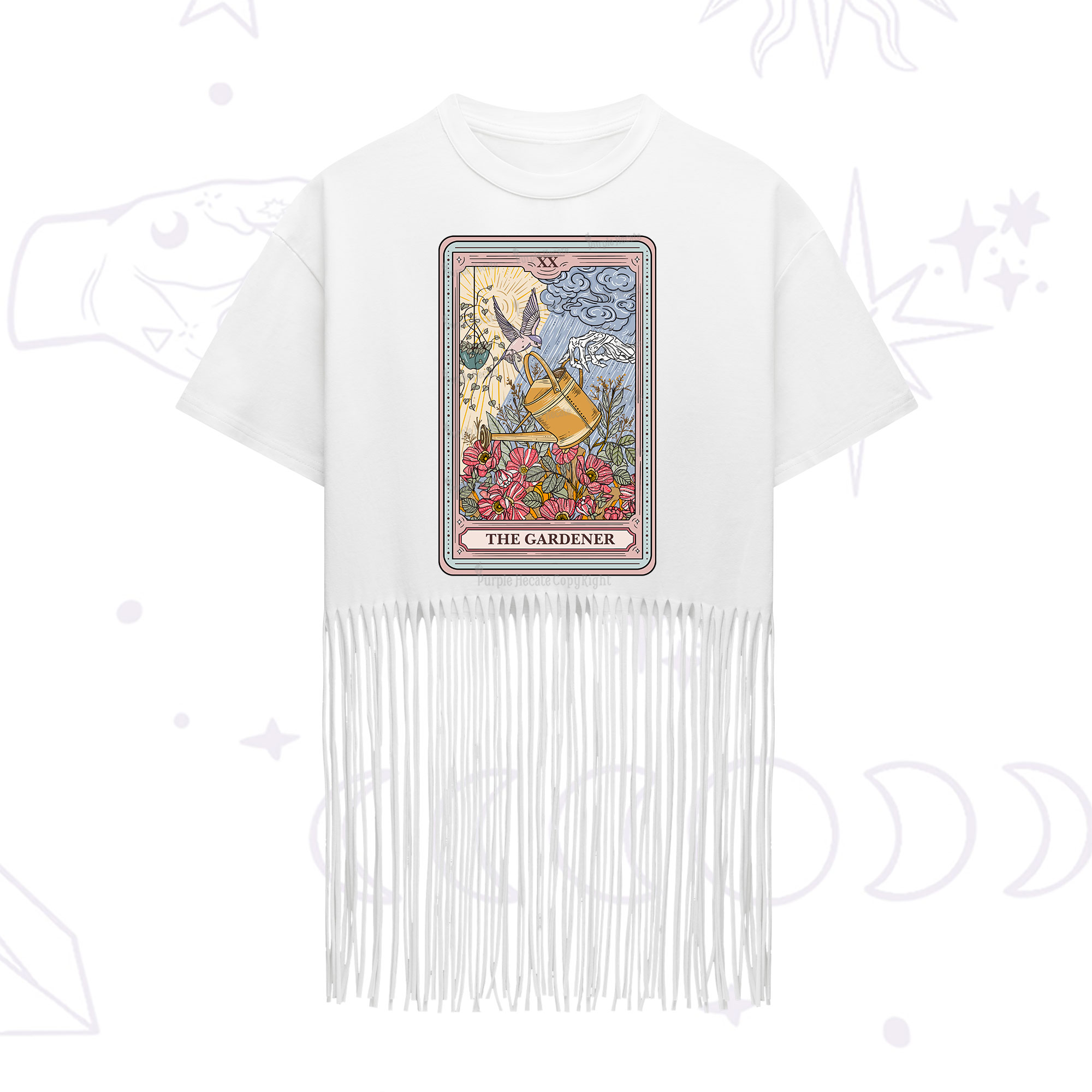 Purplehecate The Gardener Tarot Fringe Hem T-Shirt
