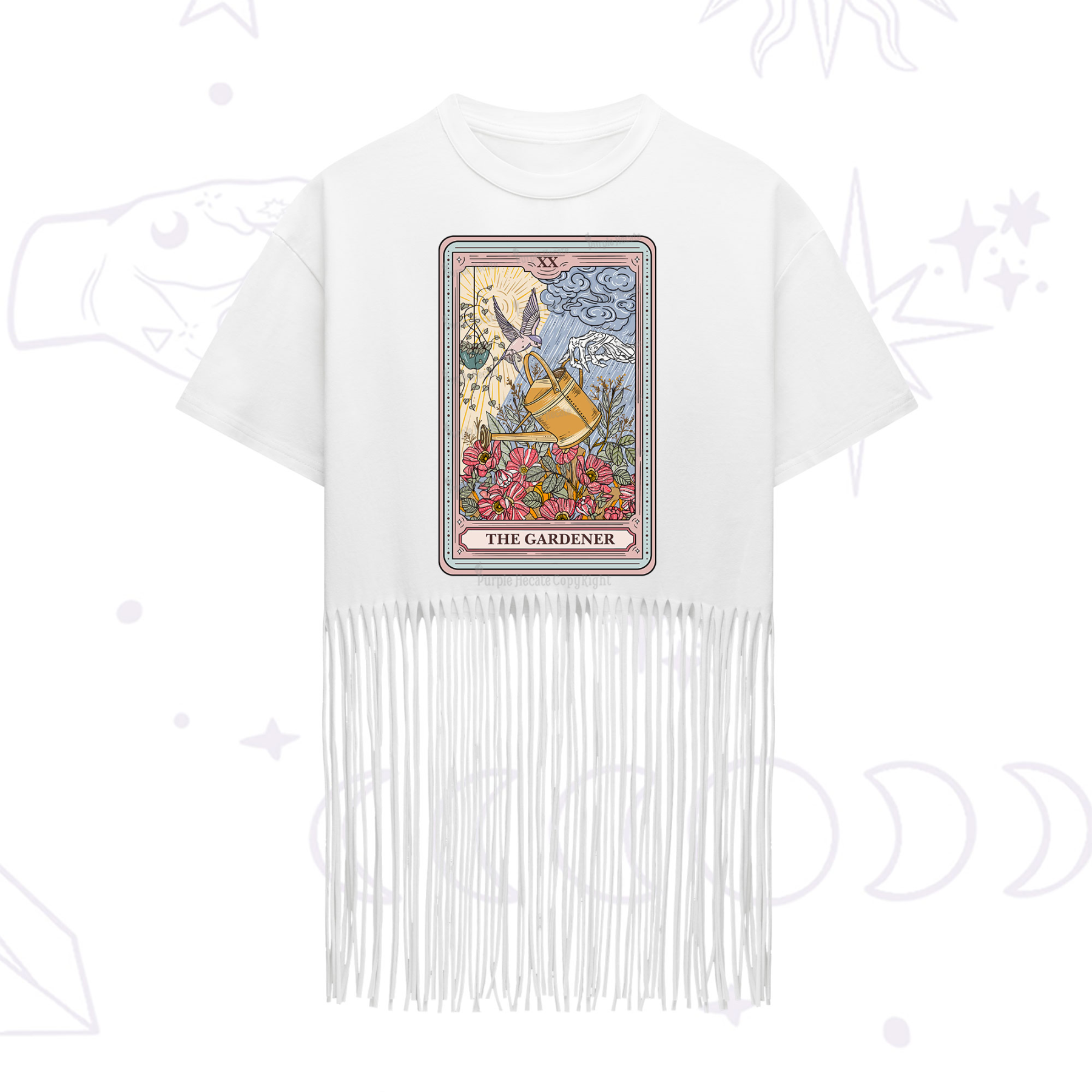 Purplehecate The Gardener Tarot Fringe Hem T-Shirt