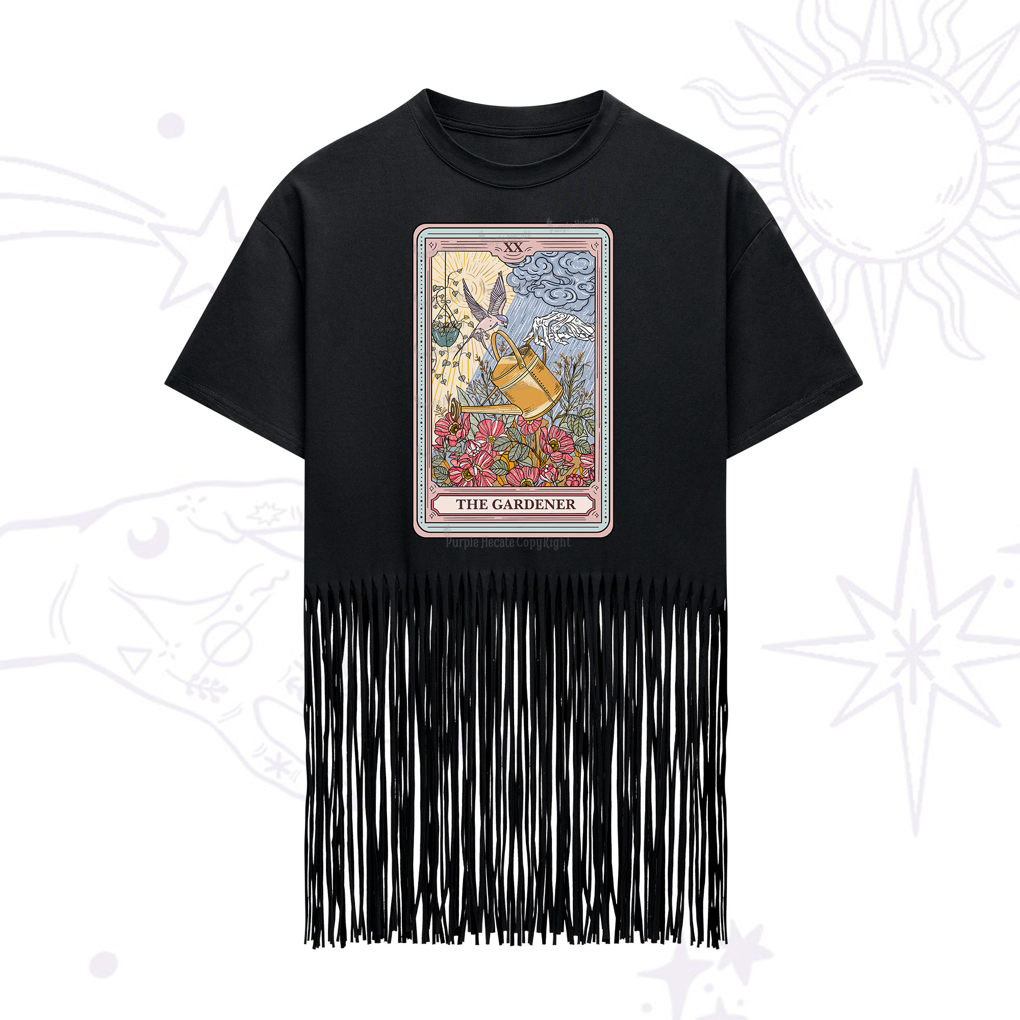 Purplehecate The Gardener Tarot Fringe Hem T-Shirt