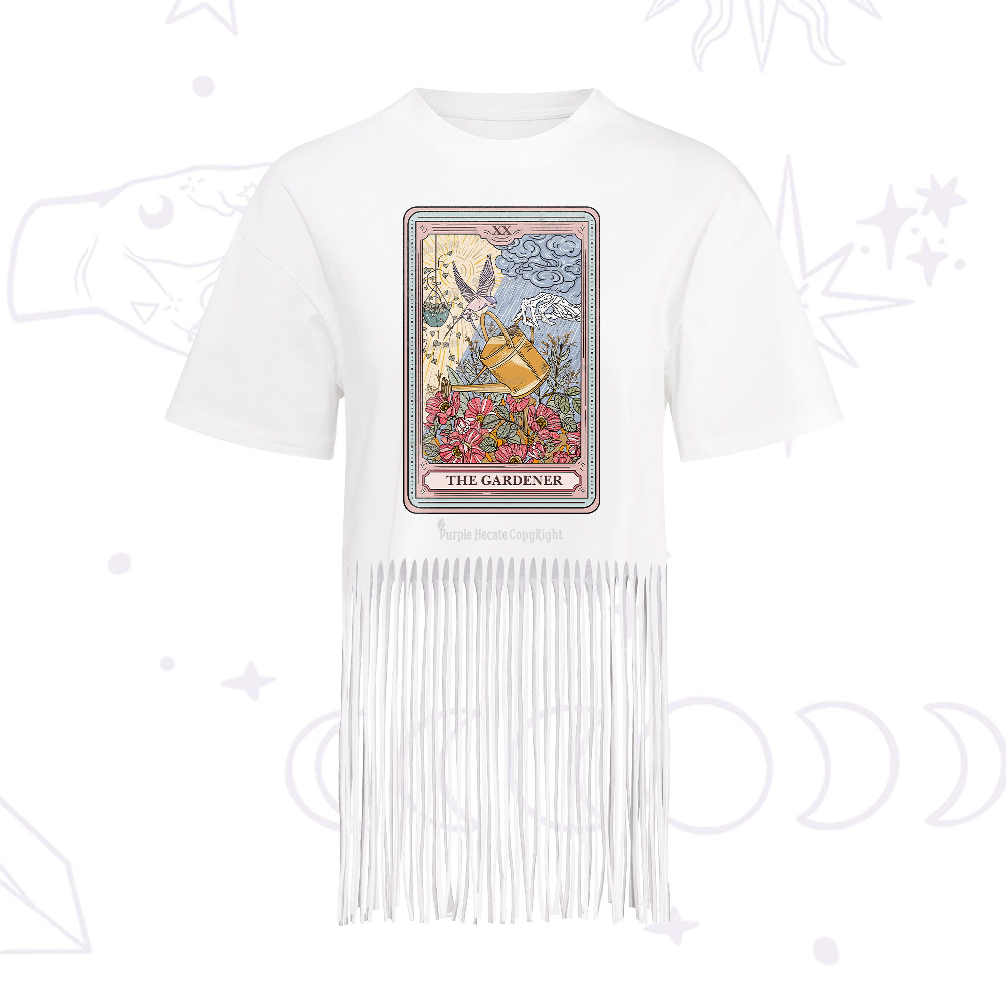 Purplehecate The Gardener Tarot Fringe Hem T-Shirt