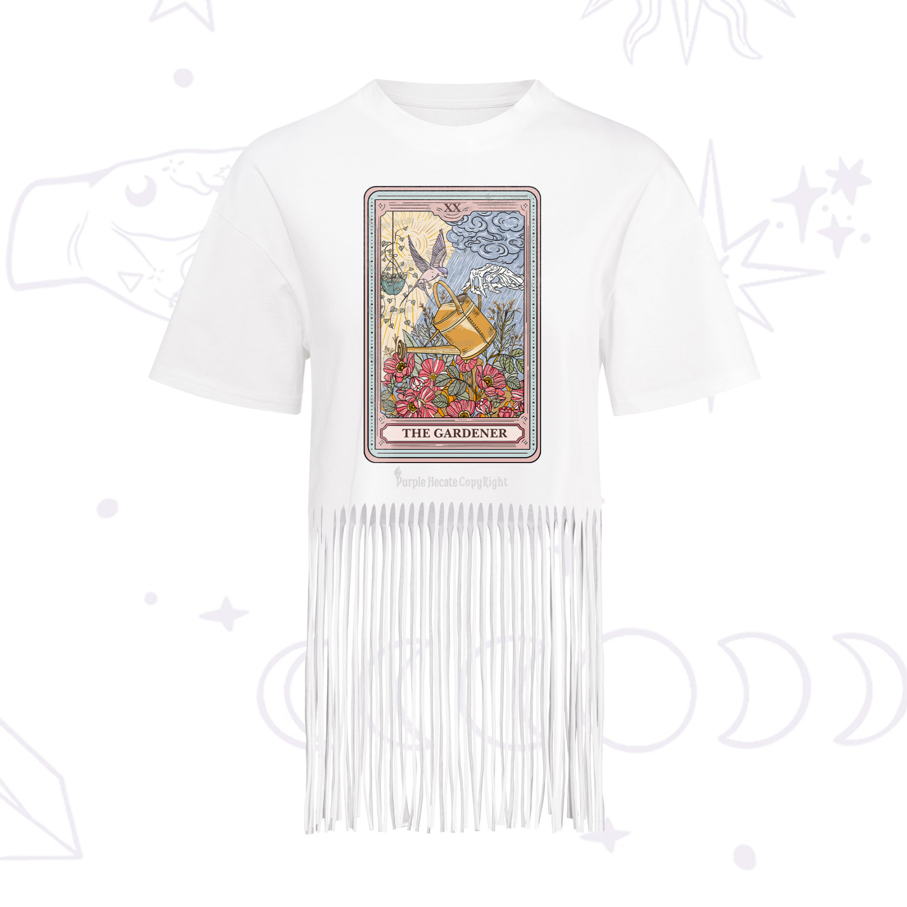 Purplehecate The Gardener Tarot Fringe Hem T-Shirt