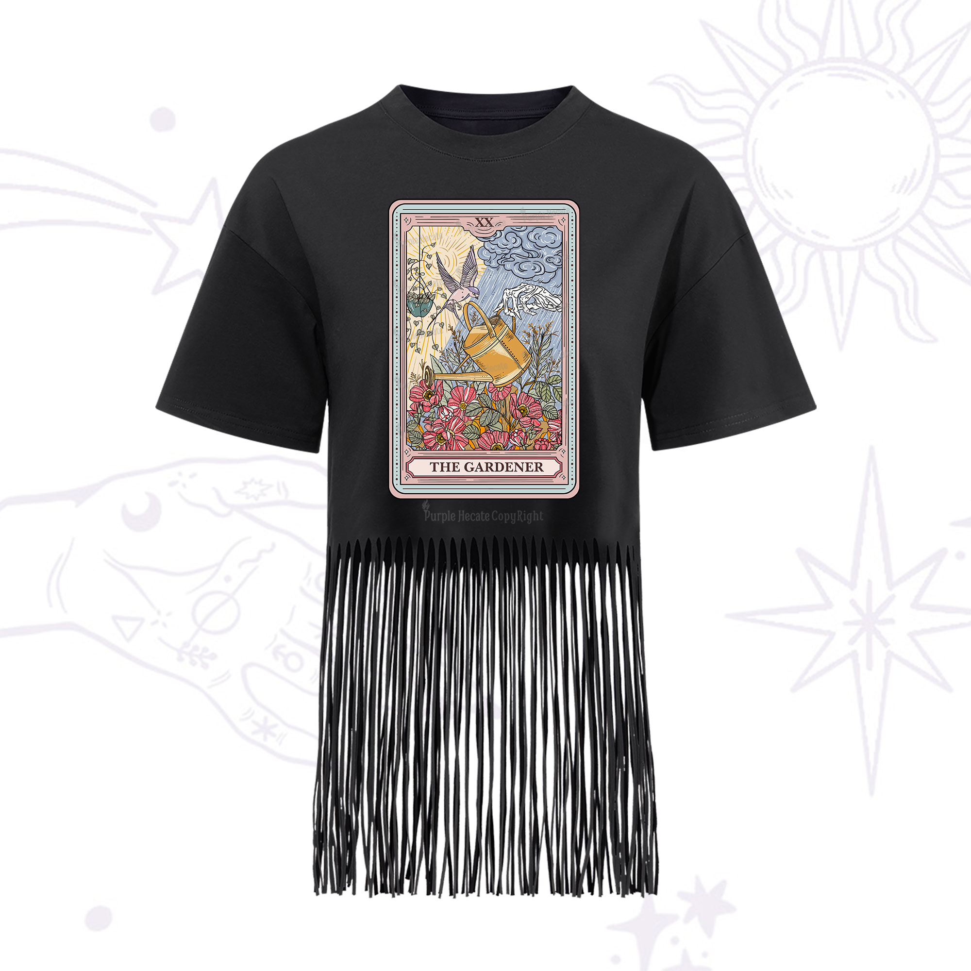 Purplehecate The Gardener Tarot Fringe Hem T-Shirt
