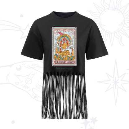Purplehecate The Chicken Nugget Food Tarot Fringe Hem T-Shirt