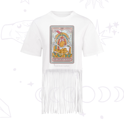 Purplehecate The Chicken Nugget Food Tarot Fringe Hem T-Shirt