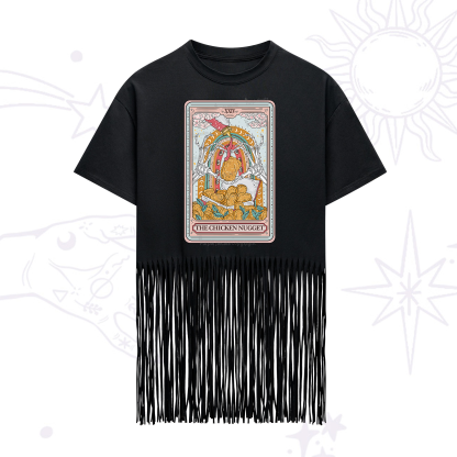 Purplehecate The Chicken Nugget Food Tarot Fringe Hem T-Shirt