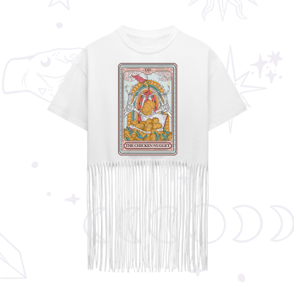 Purplehecate The Chicken Nugget Food Tarot Fringe Hem T-Shirt