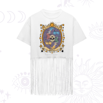 Purplehecate Celestial Pisces Zodiac Fringe Hem T-Shirt