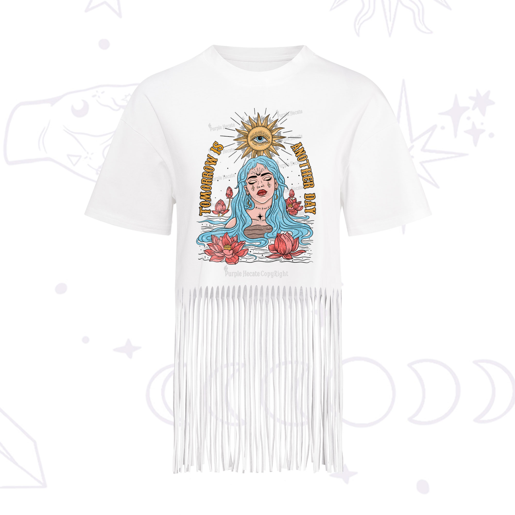 Purplehecate Tomorrow Is Another Day Fringe Hem T-Shirt