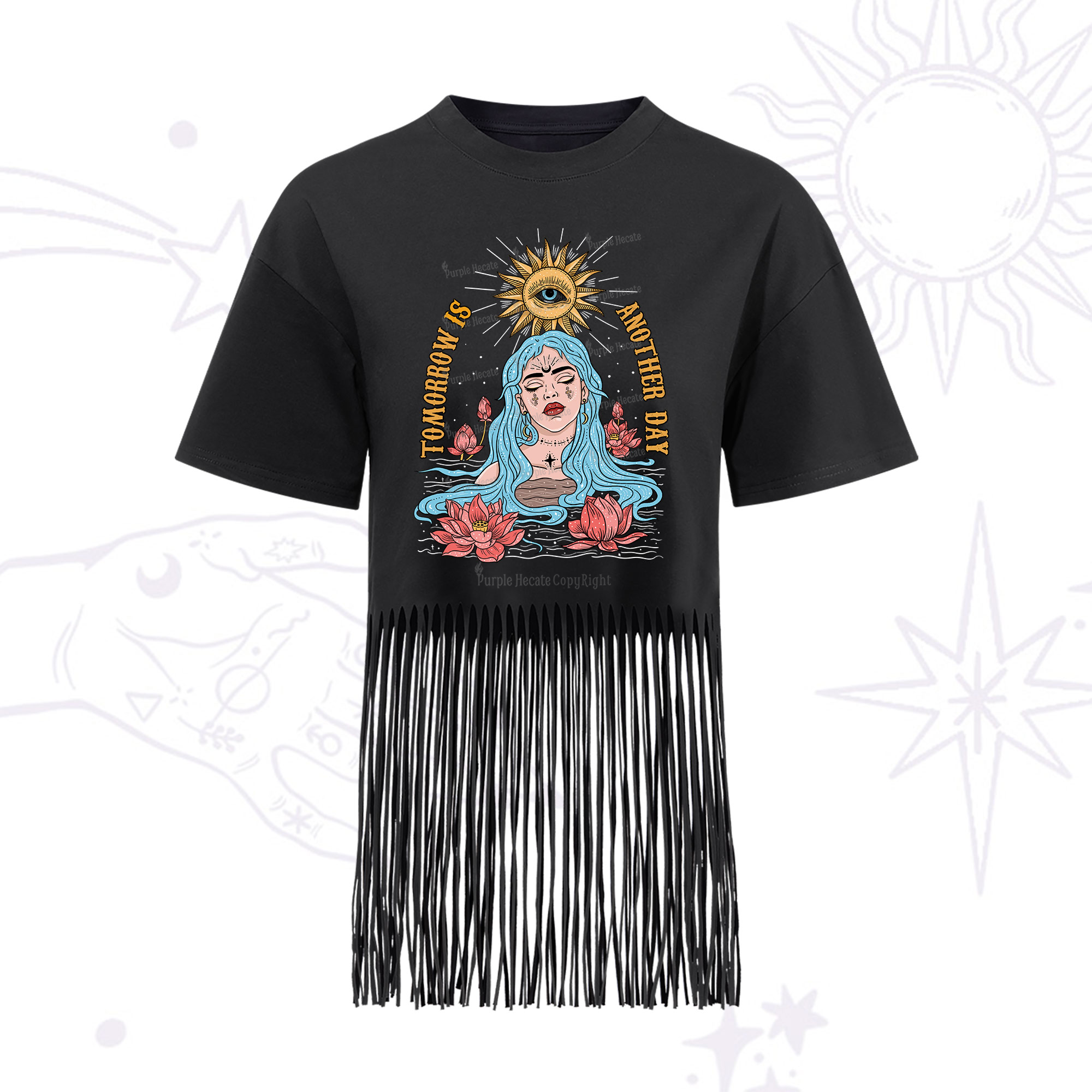 Purplehecate Tomorrow Is Another Day Fringe Hem T-Shirt