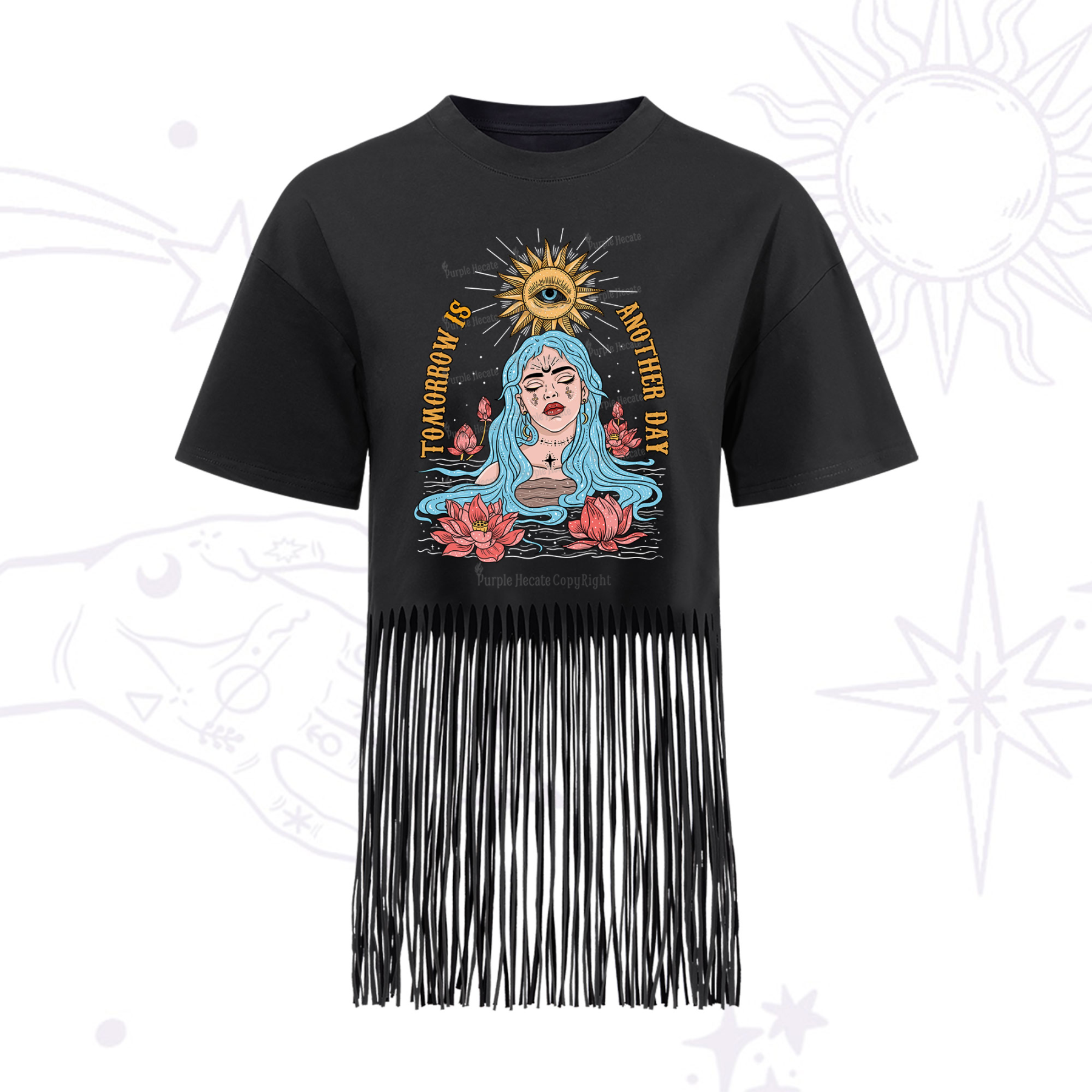 Purplehecate Tomorrow Is Another Day Fringe Hem T-Shirt
