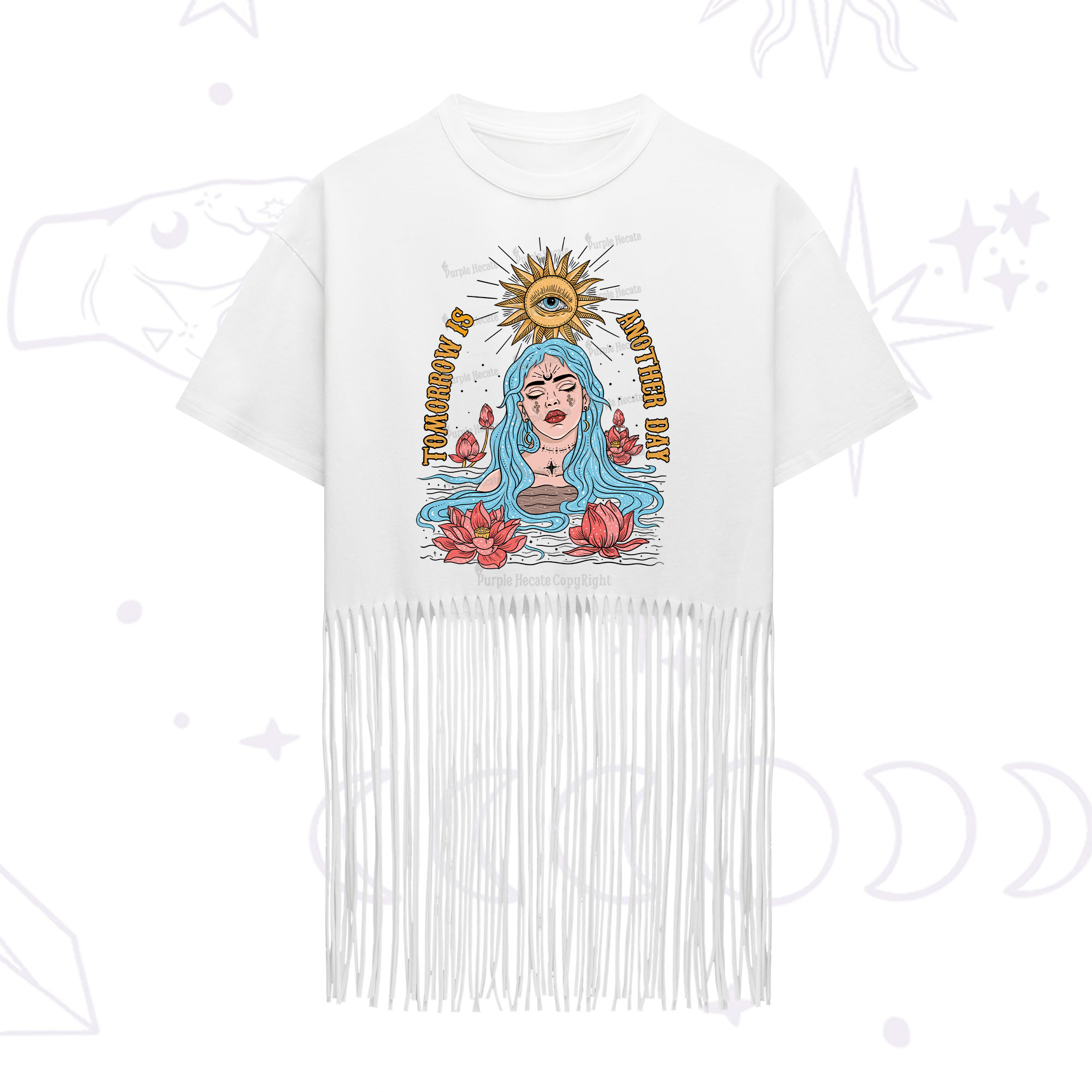 Purplehecate Tomorrow Is Another Day Fringe Hem T-Shirt