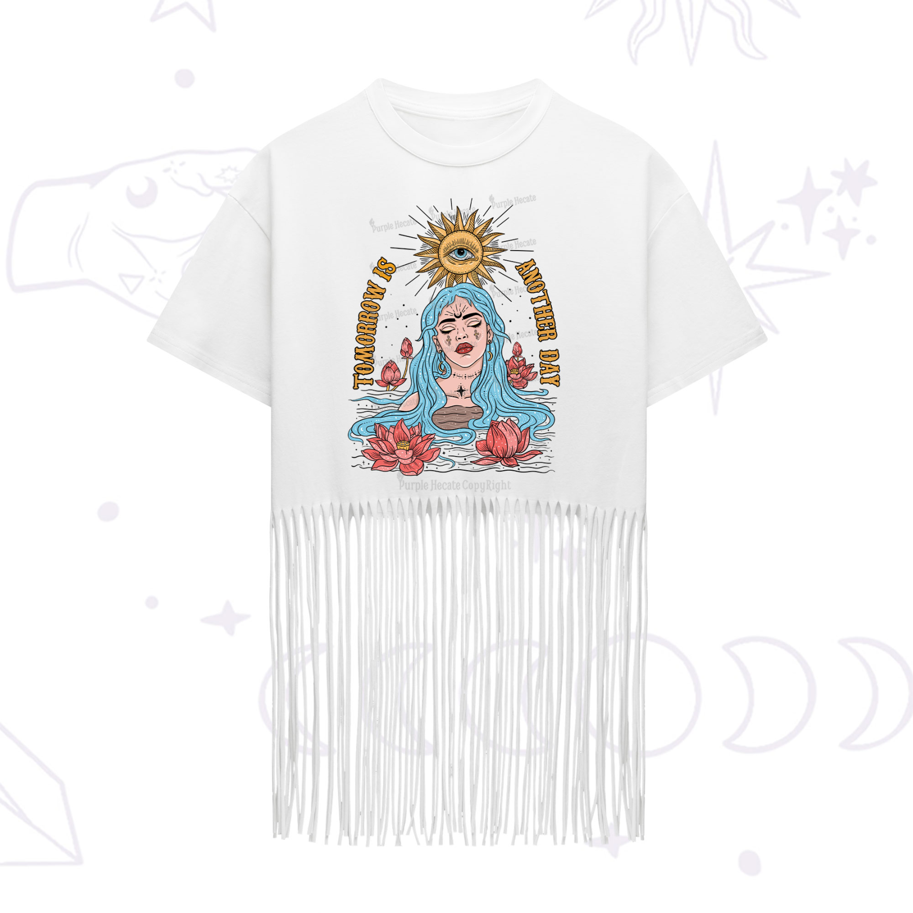 Purplehecate Tomorrow Is Another Day Fringe Hem T-Shirt